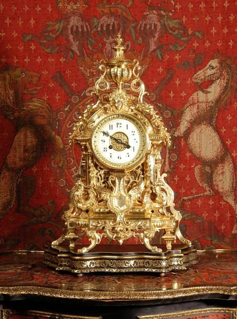 fig 1. Large and Stunning Gilt Brass Clock
by Vincenti et Cie, French - Circa 1880